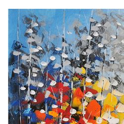 Quadro astratto di fiori, 120 x 3,5 x 80 cm, a olio
