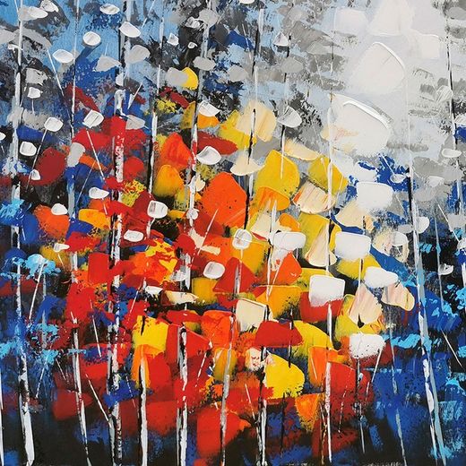 Quadro astratto di fiori, 120 x 3,5 x 80 cm, a olio