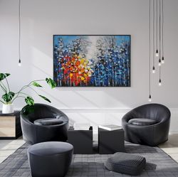 Quadro astratto di fiori, 120 x 3,5 x 80 cm, a olio
