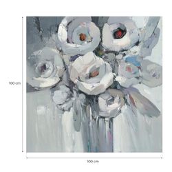Quadro Astratto Fiori, 100 x 100 cm, bianco e nero