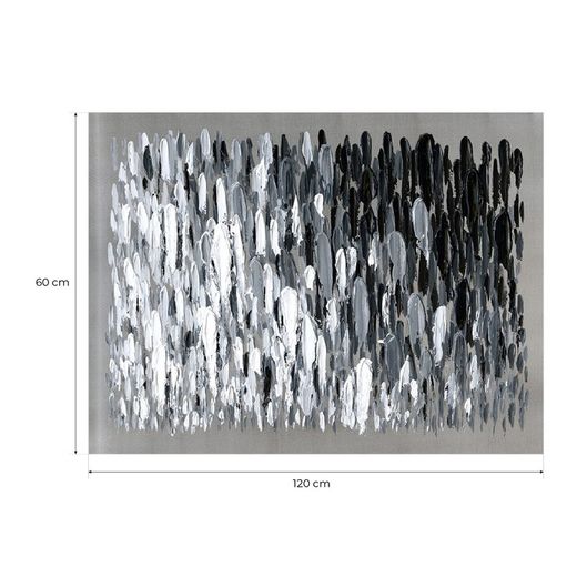Quadro Astratto pennellate, 120 x 90 cm, bianco e nero | Collezione Serie Abstracto