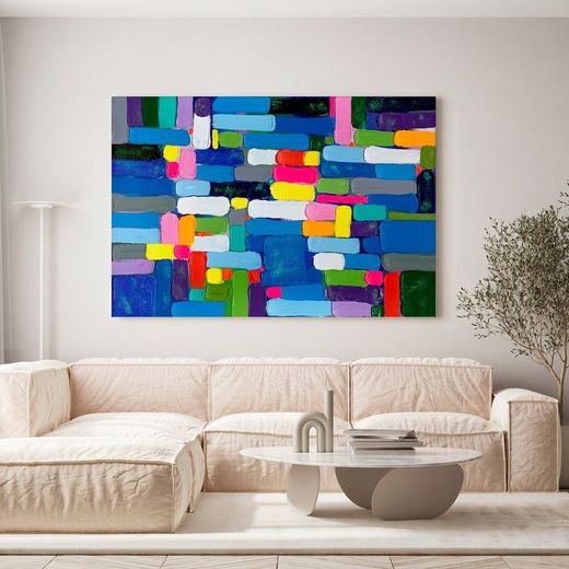 Quadro Astratto pennellate, 200 x 140 cm, multicolore | Collezione Serie Astratto