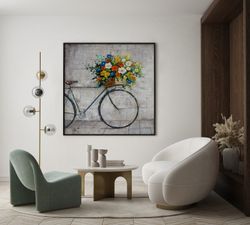 Quadro Bicicletta con Fiori, 100 x 100 cm