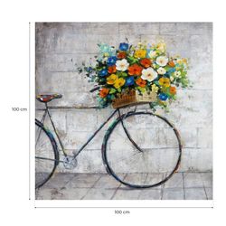 Quadro Bicicletta con Fiori, 100 x 100 cm