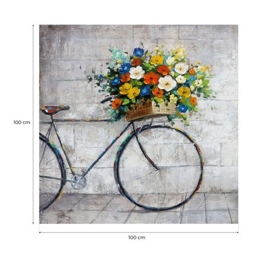 Quadro Bicicletta con Fiori, 100 x 100 cm