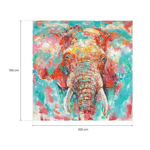 Quadro con elefante, 100 x 100 cm, con pittura acrilica | Collezione Animali