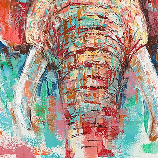 Quadro con elefante, 100 x 100 cm, con pittura acrilica | Collezione Animali