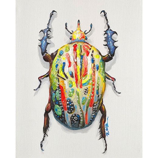 Quadro di scarabeo I, 40 x 50 cm, con pittura acrilica multicolore | Collezione Animali