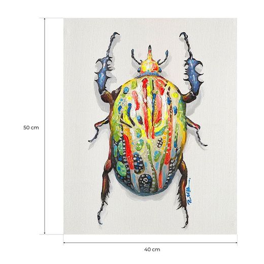 Quadro di scarabeo I, 40 x 50 cm, con pittura acrilica multicolore | Collezione Animali