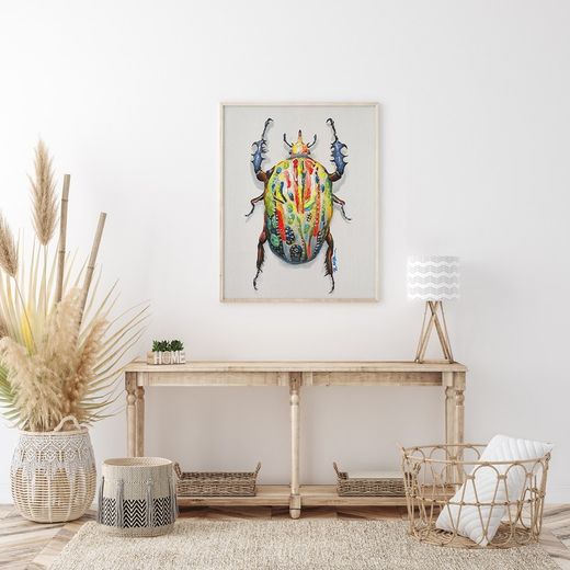 Quadro di scarabeo I, 40 x 50 cm, con pittura acrilica multicolore | Collezione Animali