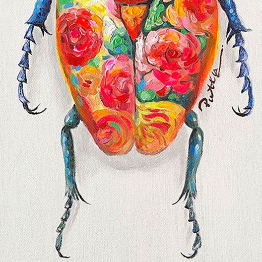 Quadro di scarafaggio II, 40 x 50 cm, con pittura acrilica multicolore | Collezione Animali