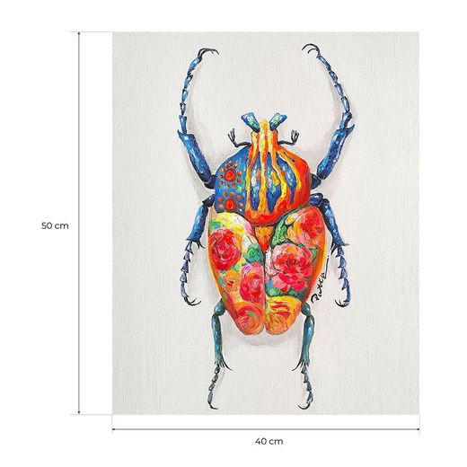 Quadro di scarafaggio II, 40 x 50 cm, con pittura acrilica multicolore | Collezione Animali
