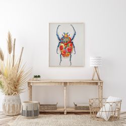 Quadro di scarafaggio II, 40 x 50 cm, con pittura acrilica multicolore | Collezione Animali