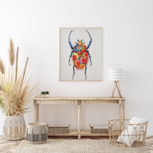 Quadro di scarafaggio II, 40 x 50 cm, con pittura acrilica multicolore | Collezione Animali