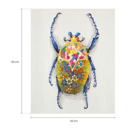 Quadro di scarafaggio III con pittura acrilica multicolore, 40 x 3,5 x 50 cm | Collezione Animali