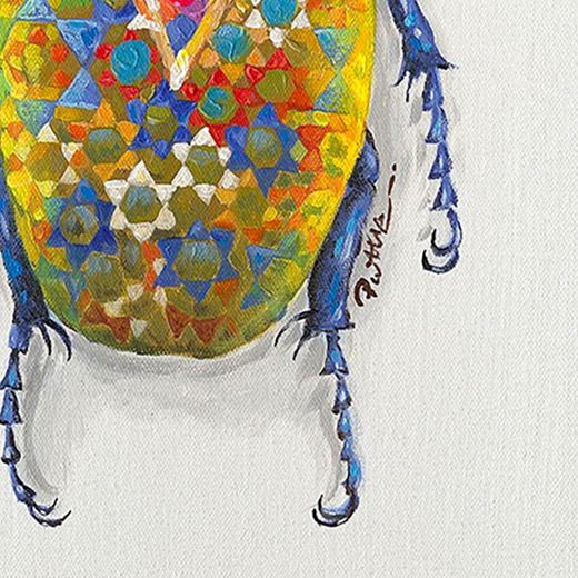 Quadro di scarafaggio III con pittura acrilica multicolore, 40 x 3,5 x 50 cm | Collezione Animali