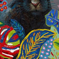 Quadro di pantera nera, 140 x 200 cm, con pittura acrilica | Collezione Animali