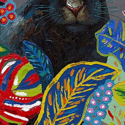 Quadro di pantera nera, 140 x 200 cm, con pittura acrilica | Collezione Animali
