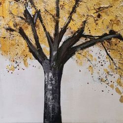 Quadro albero autunno, 100 x 100 cm, a olio | Collezione Natura