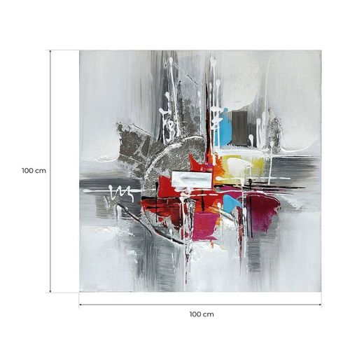 Quadro decorativo 3D, 100 x 100 cm, ad olio multicolore | Collezione Abstract