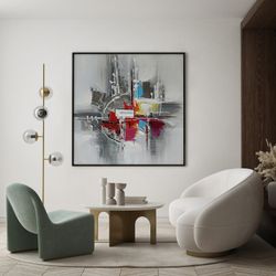Quadro decorativo 3D, 100 x 100 cm, ad olio multicolore | Collezione Abstract