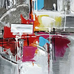 Quadro decorativo 3D, 100 x 100 cm, ad olio multicolore | Collezione Abstract