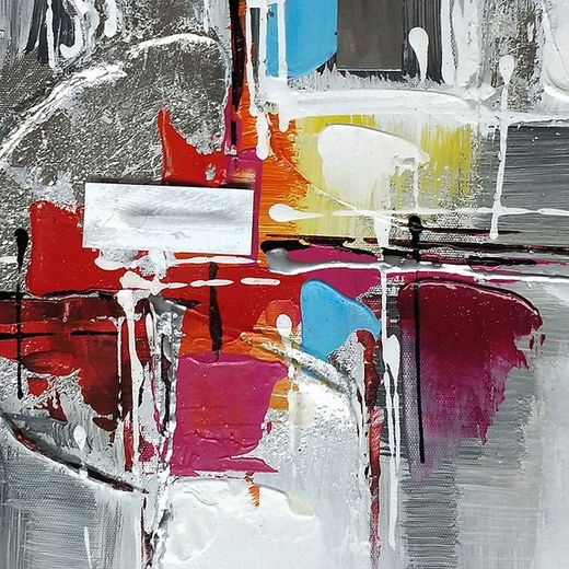 Quadro decorativo 3D, 100 x 100 cm, ad olio multicolore | Collezione Abstract
