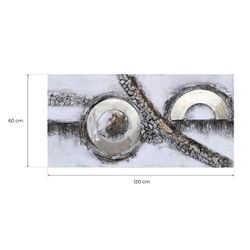 Quadro decorativo 3D curve, 120 x 3,5 x 60 cm, a olio Grigio/Argento | Collezione Abstracto
