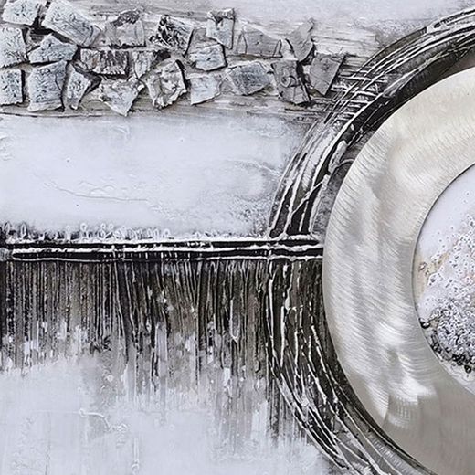 Quadro decorativo 3D curve, 120 x 3,5 x 60 cm, a olio Grigio/Argento | Collezione Abstracto