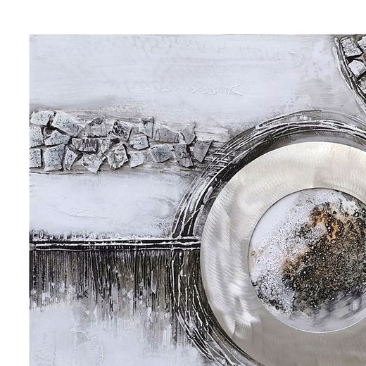 Quadro decorativo 3D curve, 120 x 3,5 x 60 cm, a olio Grigio/Argento | Collezione Abstracto