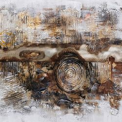 Quadro decorativo 3D 'Passaggio del tempo', 120 x 3,5 x 60 cm, a olio | Collezione Astratto