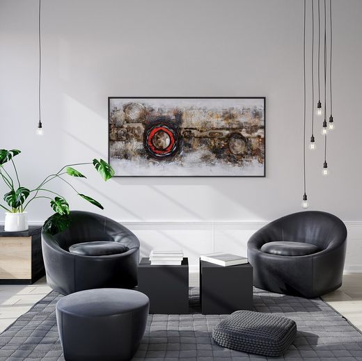 Quadro decorativo 3D 'Passaggio del tempo', 120 x 3,5 x 60 cm, a olio | Collezione Astratto