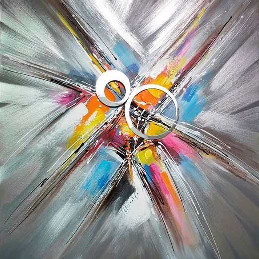 Quadro decorativo 3D esplosione, 100 x 100 cm, olio multicolore | Collezione Astratto