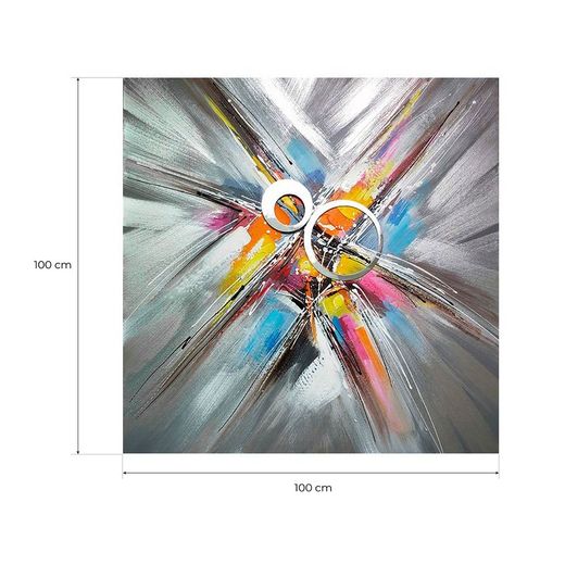 Quadro decorativo 3D esplosione, 100 x 100 cm, olio multicolore | Collezione Astratto