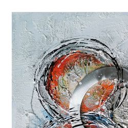 Quadro decorativo cerchi 3D, 100 x 100 cm, a olio multicolore | Collezione Astratto