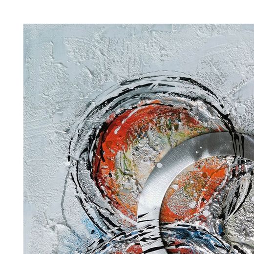 Quadro decorativo cerchi 3D, 100 x 100 cm, a olio multicolore | Collezione Astratto
