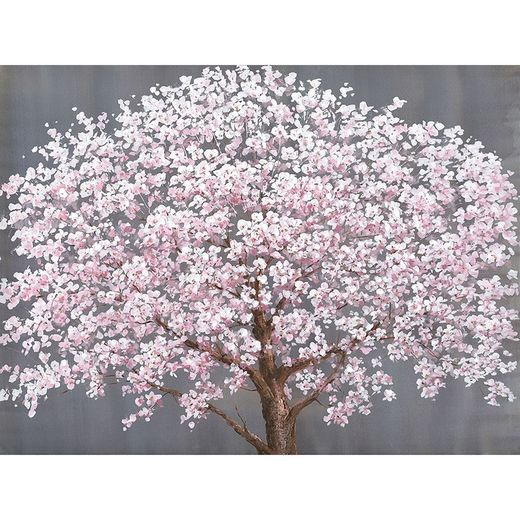 Quadro decorativo con albero e fiori bianchi, 120 x 160 cm | Collezione Natura