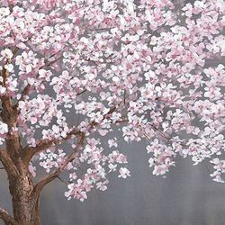 Quadro decorativo con albero e fiori bianchi, 120 x 160 cm | Collezione Natura