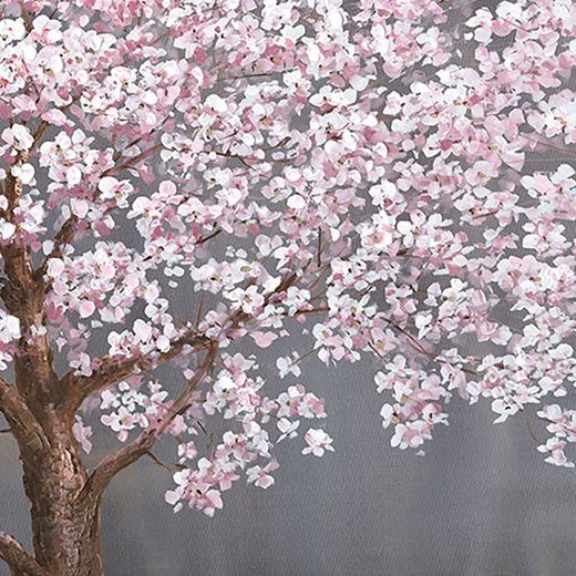 Quadro decorativo con albero e fiori bianchi, 120 x 160 cm | Collezione Natura