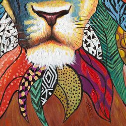 Quadro decorativo leone con occhiali da sole, 100 x 100 cm | Collezione Animali