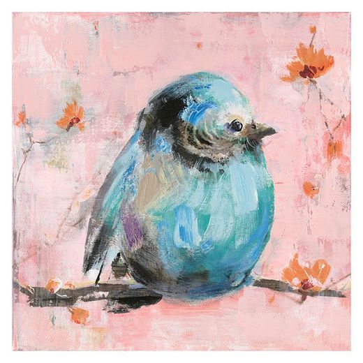 Quadro passero, 50 x 50 cm, blu | Collezione Serie Animali