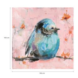 Quadro passero, 50 x 50 cm, blu | Collezione Serie Animali