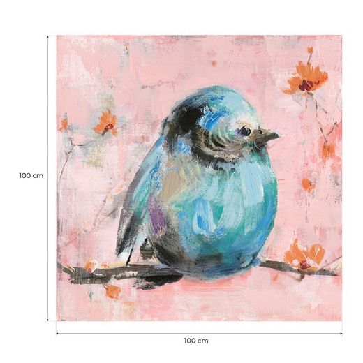 Quadro passero, 50 x 50 cm, blu | Collezione Serie Animali