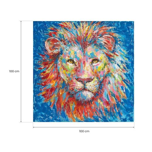 Quadro leone colorato, 100 x 100 cm, con pittura acrilica | Collezione Animali