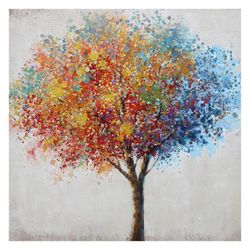 Cuadro paisaje árbol , 100 x 100 cm, multicolor