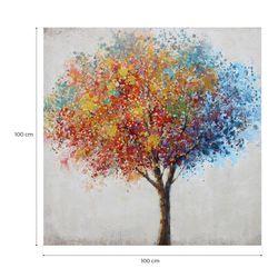 Quadro paesaggio albero, 100 x 100 cm, multicolore