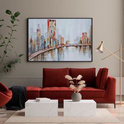 Quadro paesaggio urbano con ponte, 120 x 80 cm | Collezione Serie Urbano