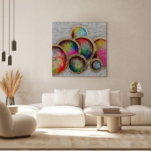 Quadro piatti colorati, 100 x 100 cm | Collezione Serie Objetos