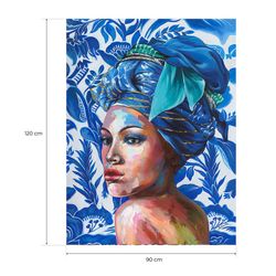 Quadro volto di donna etnica, 90 x 3,5 x 120 cm, con pittura acrilica | Collezione Rostro