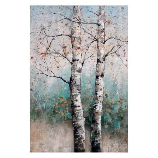 Quadro albero, 80 x 120 cm, autunno sfondo verde | Collezione Serie Naturaleza